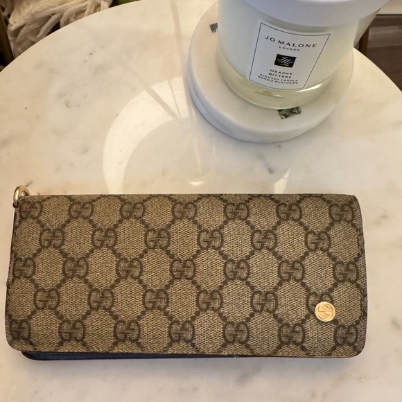Authentic Gucci Blue Beige long wallet - Picture 12 of 14